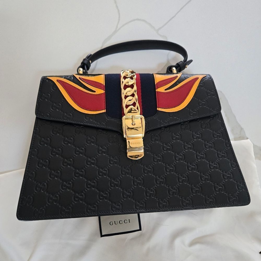 Gucci Sylvie Guccissima Flame Purse Handbag Bag NEW